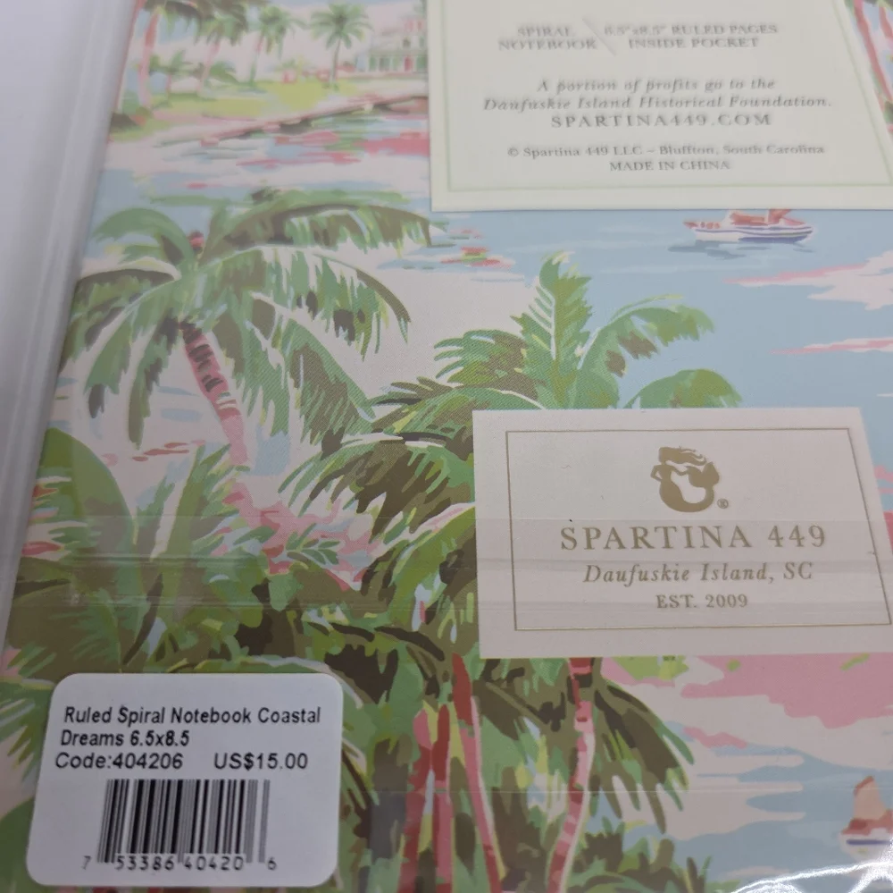 Spartina 449 Ruled Spiral Notebook Coastal Dreams NEW
